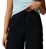 Pantalon cargo Columbia color negro de corte ancho y relajado, con cintura elastizada ajustable mediante cordón y bolsillos cargo laterales con cierre a presión.