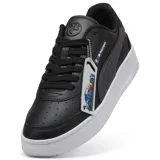 Championes Puma BMW MMS CA Match, color negro con detalles en azul y rojo, con logo de BMW Motorsport en el lateral y suela blanca.