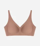 Soutien top Lov confeccionado en microfibra color tostado, con diseño de escote en V profundo y base alargada. Cuenta con copas removibles y tirantes regulables.