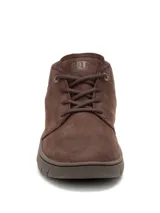 Botinetas de cuero marrón Caterpillar, diseño urbano con cordones, suela dentada y logo grabado en el lateral y lengüeta.