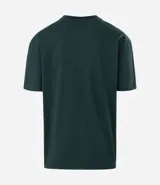 Remera masculina blanca de corte relajado, cuello redondo y manga corta. Confeccionada en malla de algodón 100% sostenible.