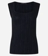 Blusa de viscosa con efecto metalizado, tirantes anchos, escote cuadrado y diseño acanalado al cuerpo, de la marca Cortelle.