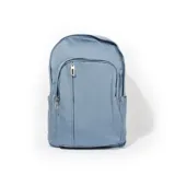 Mochila celeste con múltiples bolsillos con cierre.