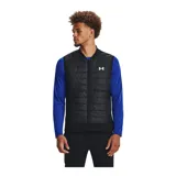 Chaleco deportivo Under Armour con tecnología Storm repelente al agua. Presenta un diseño acolchado en la parte frontal con aislamiento sintético para mayor calidez, cuello y dobladillo de punto elástico, cierre frontal completo y logo reflectante en el pecho.