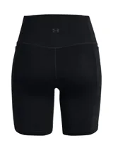 Short ciclista Under Armour Meridian Bike Short de color negro, confeccionado en tejido de punto elástico y transpirable con cintura alta y bolsillos laterales.