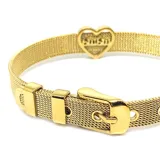 Pulsera dorada de acero con dije de corazón con la palabra 'Mamá'.
