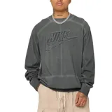 Buzo gris de cuello redondo con logo Nike bordado en el pecho.