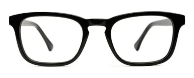 Armazón para lentes de receta rectangular, estrecho y delgado, color negro, con detalle en el puente y patillas antideslizantes. Fabricado con materiales resistentes y flexibles.