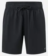 Bermuda masculina color verde con cintura elastizada ajustable con lazo, bolsillos laterales y traseros, y etiqueta de goma en el ruedo. Confeccionada en poliéster.