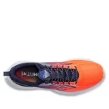 Championes de running Saucony Kinvara 13, con capellada degradada de naranja a bordó y detalles en azul.