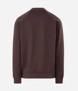 Campera bomber de fleece color marrón, con cierre frontal, cuello tipo tirilla, mangas largas y bolsillos laterales con cierre.