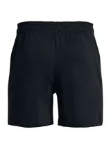 Short deportivo Under Armour modelo Rival Terry, color negro, con cintura elástica y cordón ajustable. Presenta logo de la marca estampado en la pierna derecha y bolsillos laterales abiertos.