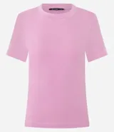 Remera básica Cortelle de ribana, color marrón, con mangas cortas y cuello redondo ajustado.