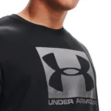 Remera Under Armour negra de hombre, corte clásico, cuello redondo y logo estampado en el pecho.