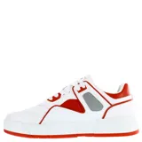 Championes urbanos N+ modelo Houl, de diseño acordonado con base blanca y detalles en rojo y gris. Presentan una suela robusta con plataforma y puntera perforada para mayor ventilación.