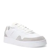 Championes urbanos Topper modelo Terre Suede, de diseño minimalista en color blanco con detalles en gamuza gris en la puntera y el talón. Presenta suela de plataforma plana y cierre con cordones.