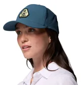 Gorra de béisbol Columbia, modelo Mountaincap II 3D, color azul, con paneles laterales y traseros de malla perforada por láser y parche hexagonal con el logo de la marca en el frente.