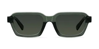Lentes de sol unisex de forma cuadrada, color verde oscuro, con lentes polarizadas de categoría 3 y protección UV 400.