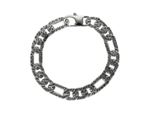 Pulsera de acero color plateado con eslabones y empavonado.