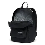 Mochila urbana Columbia de 22 litros, color negro, con compartimento para computadora portátil de hasta 15 pulgadas, respaldo acolchado, bolsillo frontal con cierre y bolsillos laterales para botellas.
