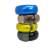 Pulsera rígida de resina azul y gris translúcido.