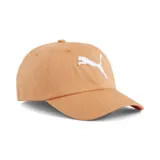 Gorra de béisbol Puma color durazno con logo de gato bordado en blanco en el frente.