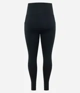 Calza deportiva tipo legging de tiro alto, color negro, confeccionada en microfibra térmica con bolsillo lateral funcional. Diseño liso y ajustado al cuerpo.