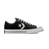 Zapatillas urbanas de caña baja Converse Star Player 76, de lona negra con detalles en blanco, como el logo de estrella y galón en el lateral y la suela de goma.