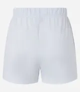 Short de playa verde oliva con cintura elastizada ajustable con cordón. Diseño cruzado en el frente.