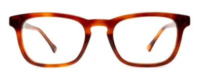 Armazón de acetato color carey, de forma rectangular con monturas finas y lentes de 53 mm de ancho.