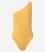 Body de microfibra con diseño asimétrico de un solo hombro y sin mangas, confeccionado en tejido elástico de poliamida.