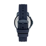 Reloj cronógrafo Maserati Successo con caja de acero inoxidable azul de 42mm y correa de silicona texturizada en el mismo tono. Esfera azul con índices luminiscentes, subesferas funcionales, ventana de fecha y logo de la marca en la parte superior.