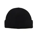 Gorro tipo beanie de tejido acanalado, con borde doblado.