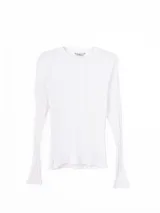 Remera de manga larga confeccionada en tejido acanalado, con cuello redondo y ajuste al cuerpo.