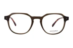 Anteojos de receta Azzaro con marco de acetato en tono marrón translúcido y patillas con patrón carey.