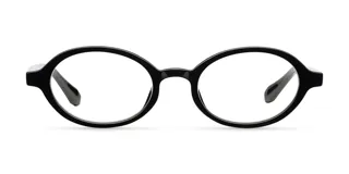 Lentes con filtro de luz azul, marca Oba, modelo Black. Montura geométrica negra de acetato, con lentes transparentes CR39 y protección UV400.