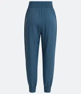 Pantalón jogger azul con estampado de elefantes, cintura elástica con cordón ajustable y tobillos ajustados.