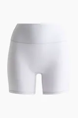 Bikers deportivas de tiro alto y cintura ancha, confeccionadas en tejido funcional SoftMove y DryMove color blanco.