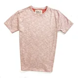 Remera manga corta color salmón melange con cuello redondo y logo bordado en el pecho.