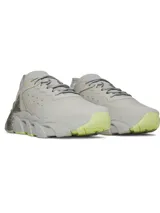 Championes Under Armour Halo Trainer, color gris con detalles en verde lima y estampa tipo camuflado en el talón.