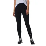 Calza deportiva New Balance de tiro alto, color negro, con ajuste ceñido y logo de la marca estampado en la parte inferior de la pierna.