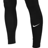 Calzas deportivas Nike Pro Dri-FIT negras ajustadas, con cintura elástica con logo y logo de la marca en blanco en la pierna izquierda.