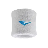 Muñequera deportiva Everlast blanca con logo bordado en azul.