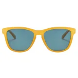 Lentes de sol unisex con marco amarillo, lentes espejadas azules, filtro UV 400 y polarizados.