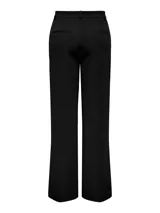 Pantalón sastrero negro de tiro alto con diseño de corte recto y trabillas para cinturón.