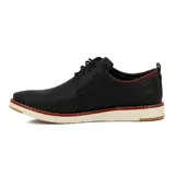 Zapato acordonado casual de hombre, color negro con detalles en marrón en el cuello y la suela.