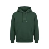 Buzo canguro con capucha de la línea Jordan Flight Fleece, color verde oscuro. Presenta un diseño minimalista con bolsillo frontal tipo canguro, cordones ajustables en la capucha y un parche tonal con el logo Jumpman en el centro del pecho.