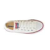 Championes urbanos Converse Chuck Taylor All Star con plataforma, color blanco con detalles en azul y rojo.
