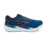 Championes de running Brooks Glycerin 21 para hombre, color azul con detalles en negro y naranja.