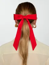 Lazo maxi rojo de satén con pasador para el pelo.